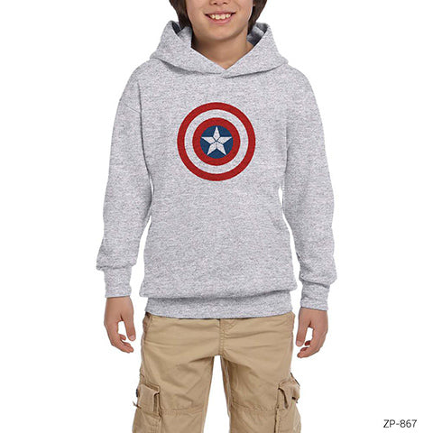 Captain America Soft Sheild Gri Çocuk Kapşonlu Sweatshirt