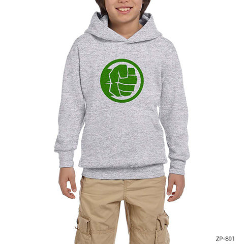 Hulk Smash Gri Çocuk Kapşonlu Sweatshirt