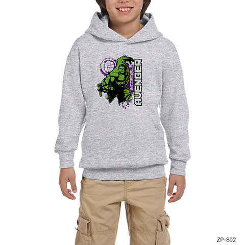 Hulk Incredible Avanger Gri Çocuk Kapşonlu Sweatshirt