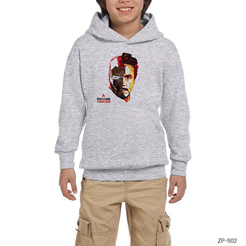 Iron Man Tony Stark Gri Çocuk Kapşonlu Sweatshirt