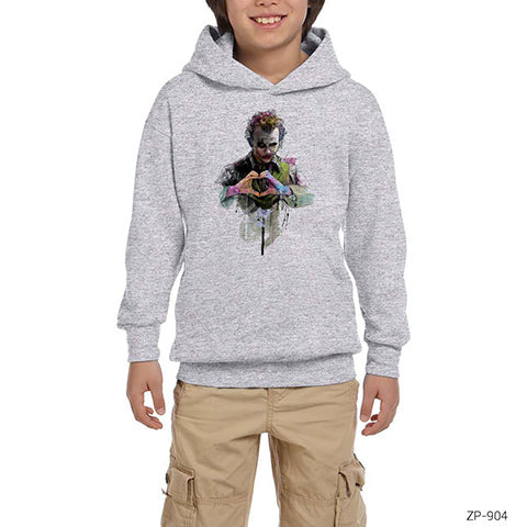 Joker Paint Hearth Gri Çocuk Kapşonlu Sweatshirt