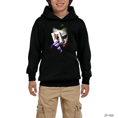 Joker Card Siyah Çocuk Kapşonlu Sweatshirt