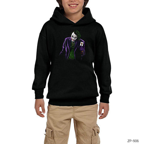 Joker Card 2 Siyah Çocuk Kapşonlu Sweatshirt