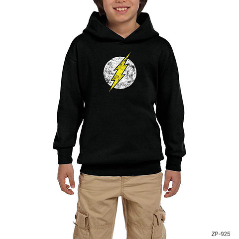 Flash Logo 2 Siyah Çocuk Kapşonlu Sweatshirt