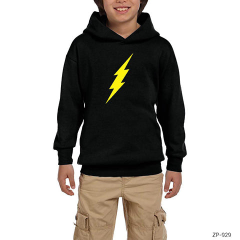 The Flash Lighting Siyah Çocuk Kapşonlu Sweatshirt