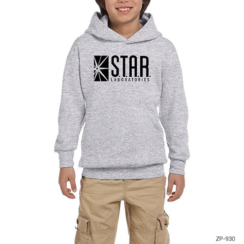 The Flash Star Lab Gri Çocuk Kapşonlu Sweatshirt