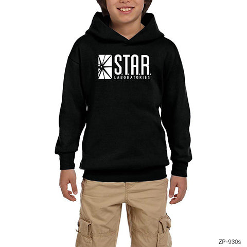 The Flash Star Lab Siyah Çocuk Kapşonlu Sweatshirt