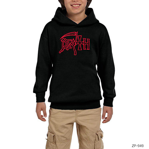 Death Siyah Çocuk Kapşonlu Sweatshirt