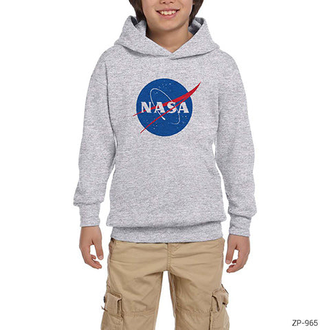 Nasa Logo Gri Çocuk Kapşonlu Sweatshirt