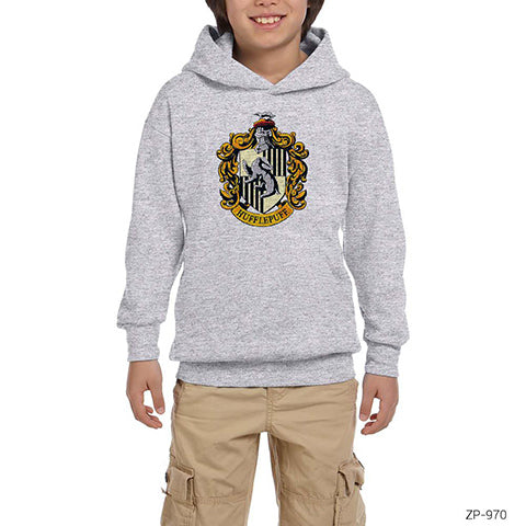 Harry Potter Hufflepuff Gri Çocuk Kapşonlu Sweatshirt