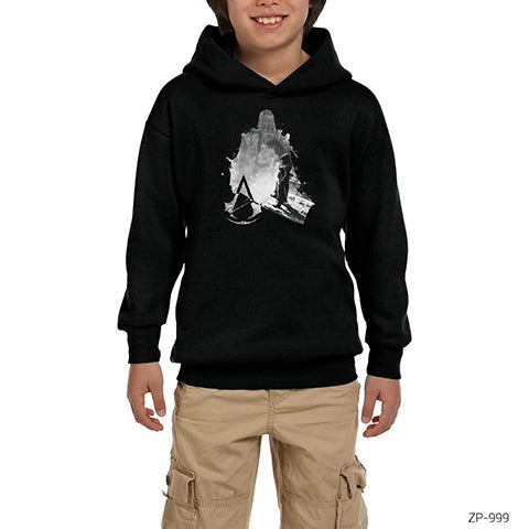 Assassins Creed Dark City Siyah Çocuk Kapşonlu Sweatshirt
