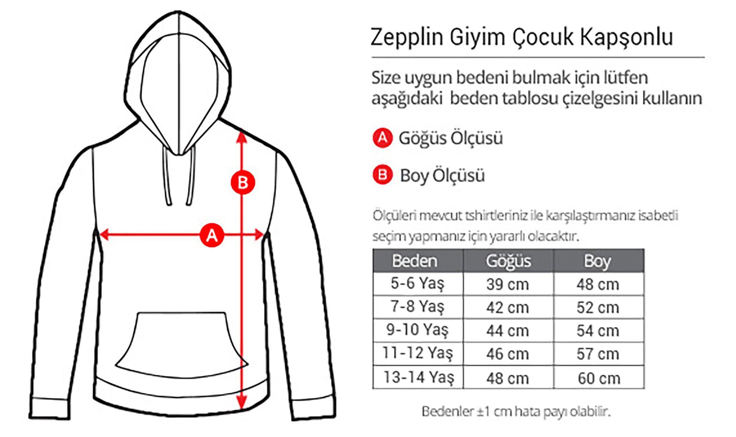 Çocuk Kapşonlu Sweatshirt Tasarla (Siyah) - Zepplingiyim