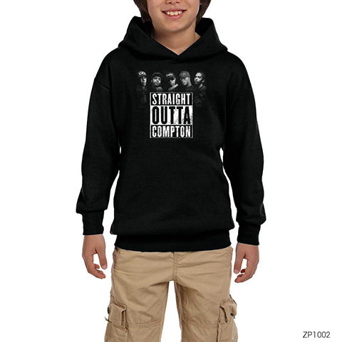 N.W.A Straight Outta Compton Siyah Çocuk Kapşonlu Sweatshirt