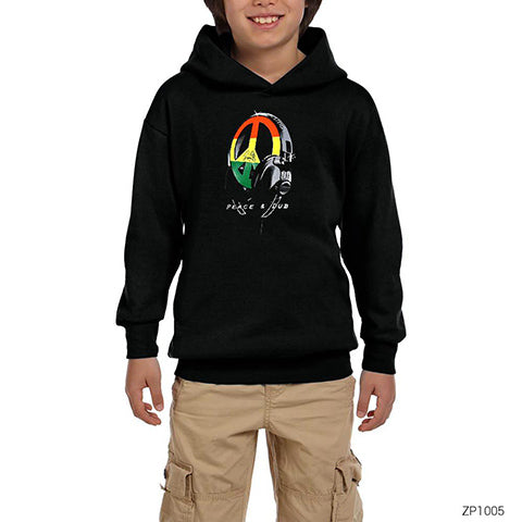 Peace Dub Headphone Siyah Çocuk Kapşonlu Sweatshirt