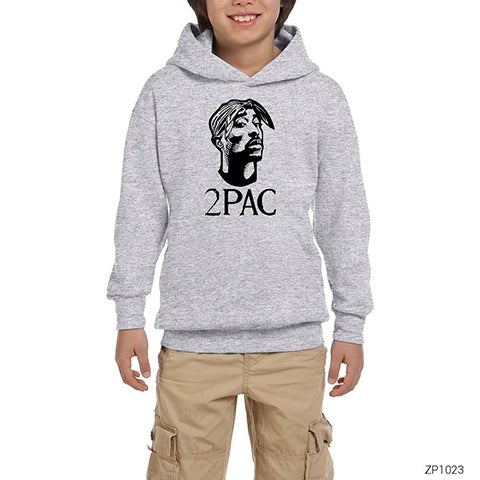 Tupac Shakur Relax Gri Çocuk Kapşonlu Sweatshirt