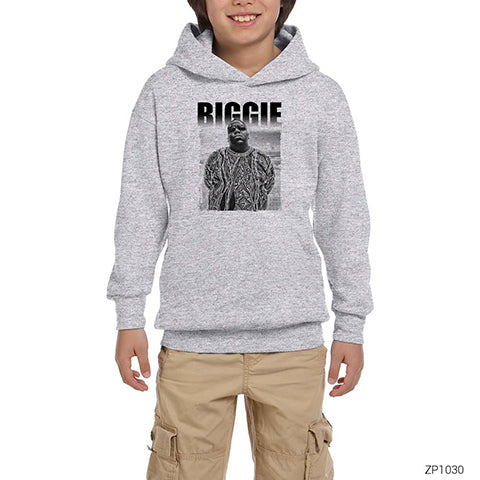 Biggie in the City Gri Çocuk Kapşonlu Sweatshirt