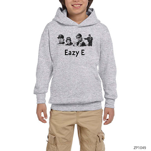 Eazy E Sketch Art Gri Çocuk Kapşonlu Sweatshirt