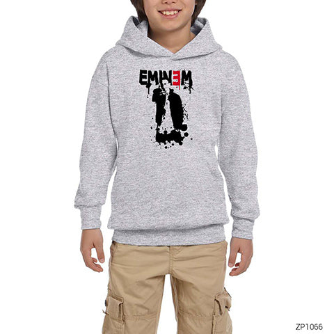 Eminem Splash Gri Çocuk Kapşonlu Sweatshirt