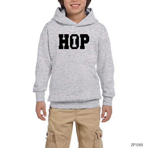 Hip Hop Gri Çocuk Kapşonlu Sweatshirt