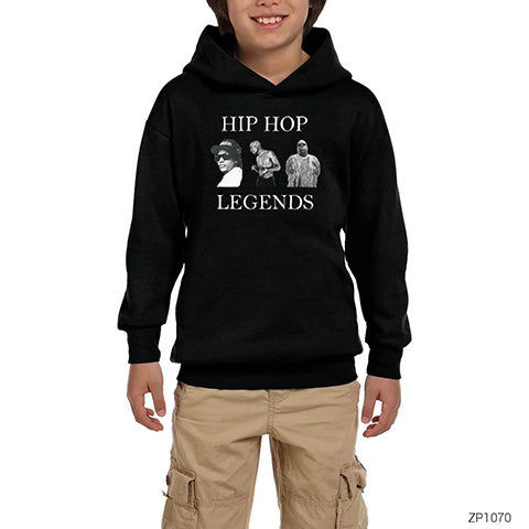 Hip Hop Legends Tupac Shakur Biggie Eazy Siyah Çocuk Kapşonlu Sweatshirt