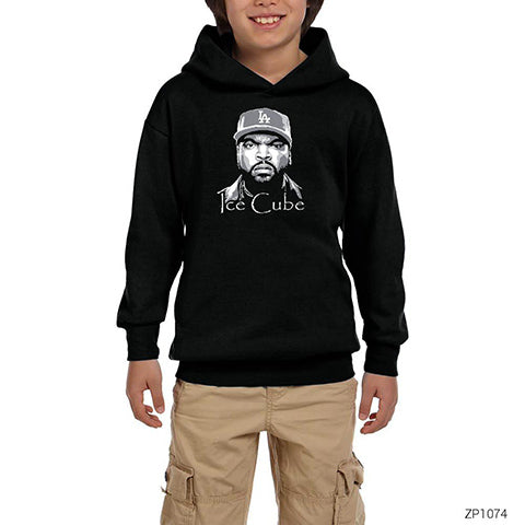 Ice Cube BW Siyah Çocuk Kapşonlu Sweatshirt