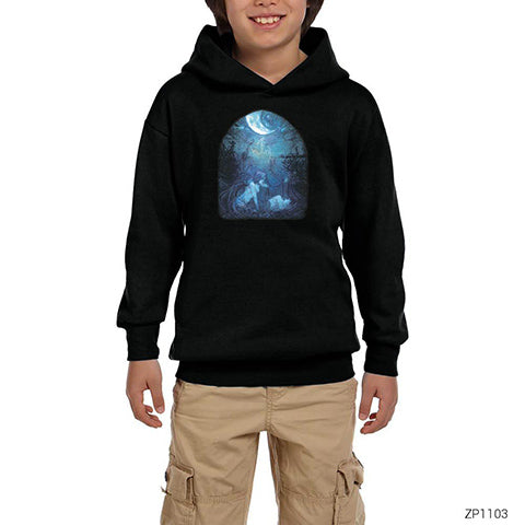 Alcest Ecailles De Lune Siyah Çocuk Kapşonlu Sweatshirt