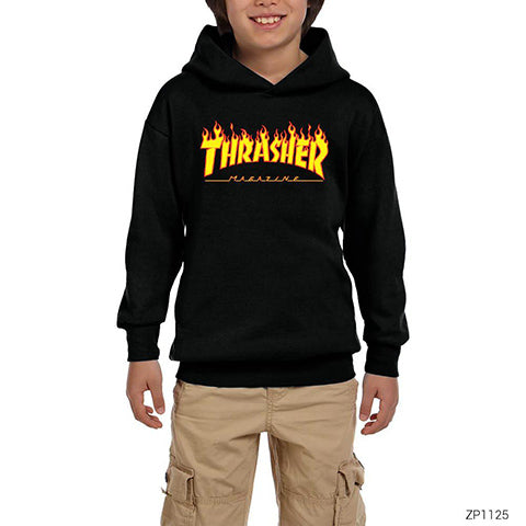 Thrasher Siyah Çocuk Kapşonlu Sweatshirt