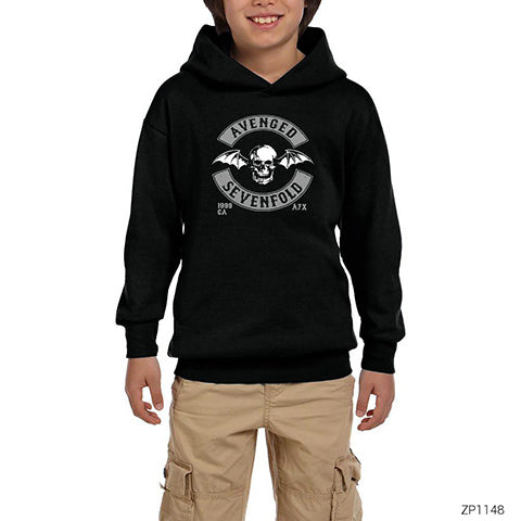 Avenged Sevenfold Back Patch Siyah Çocuk Kapşonlu Sweatshirt