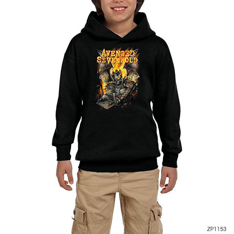 Avenged Sevenfold Knight Siyah Çocuk Kapşonlu Sweatshirt