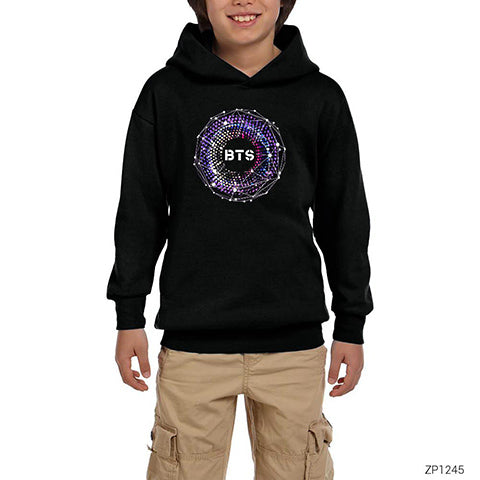 BTS 4. Yıl Dönümü Siyah Çocuk Kapşonlu Sweatshirt