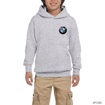 BMW Logo Gri Çocuk Kapşonlu Sweatshirt