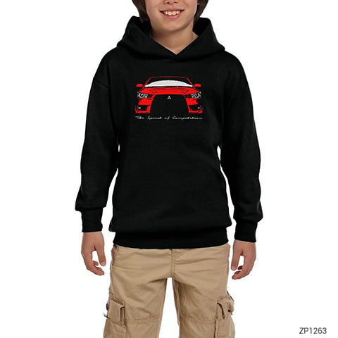 Mitsubishi Evo Red Siyah Çocuk Kapşonlu Sweatshirt