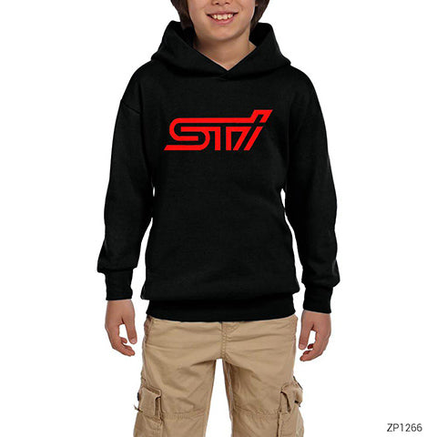 Subaru STI Logo Siyah Çocuk Kapşonlu Sweatshirt