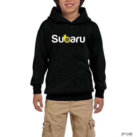 Subaru Turbo Siyah Çocuk Kapşonlu Sweatshirt