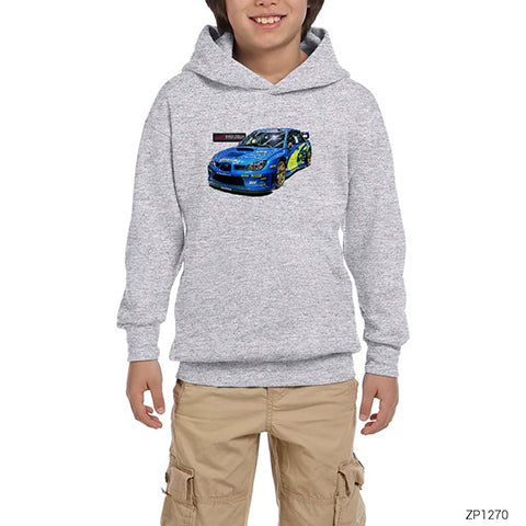 Subaru Imprezza World Rally Car Gri Çocuk Kapşonlu Sweatshirt