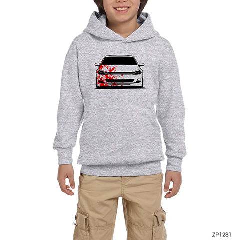 Volkswagen Golf Blood Gri Çocuk Kapşonlu Sweatshirt