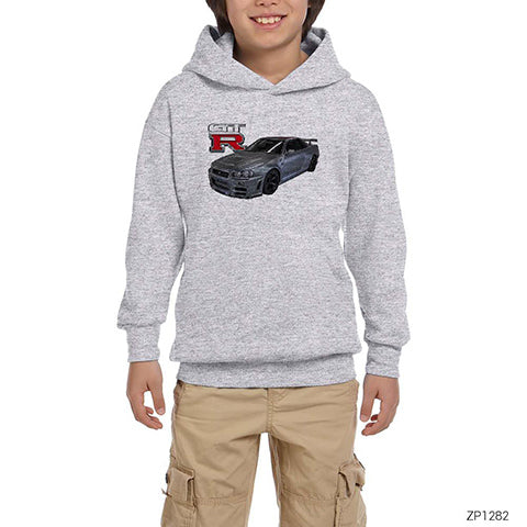 Nissan Skyline Gri Çocuk Kapşonlu Sweatshirt