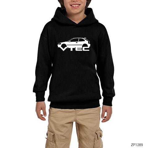 Honda Civic Vtec Siyah Çocuk Kapşonlu Sweatshirt