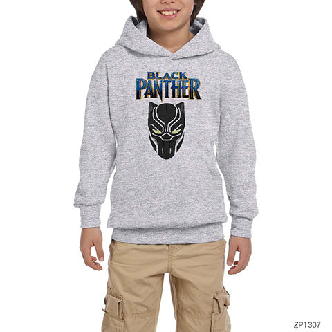 Black Panther Style Gri Çocuk Kapşonlu Sweatshirt