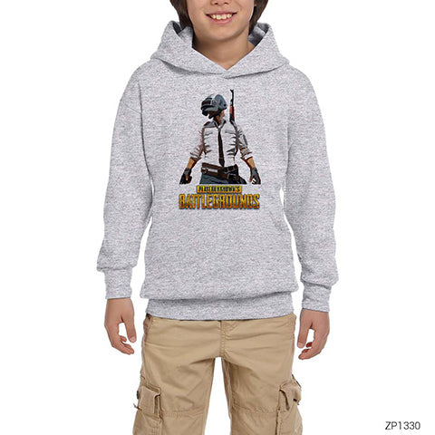 PUBG Main Gri Çocuk Kapşonlu Sweatshirt