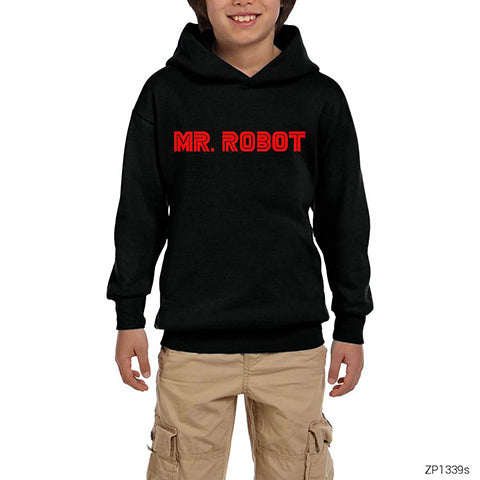 Mr. Robot Siyah Çocuk Kapşonlu Sweatshirt