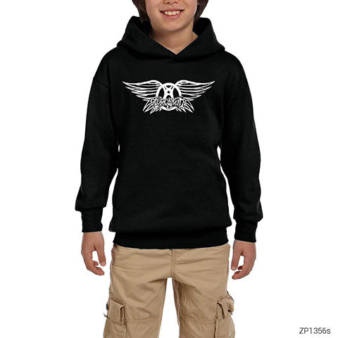 Aerosmith Wings Siyah Çocuk Kapşonlu Sweatshirt