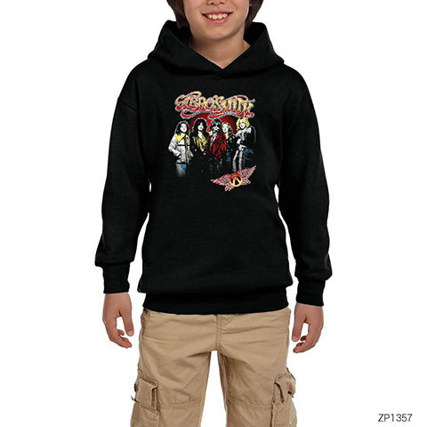 Aerosmith Grup Siyah Çocuk Kapşonlu Sweatshirt