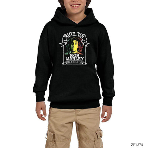 Bob Marley Ride On 1945 Siyah Çocuk Kapşonlu Sweatshirt