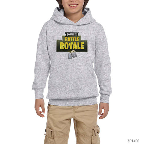 Fortnite Battle Royale Gri Çocuk Kapşonlu Sweatshirt