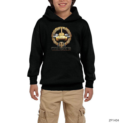 World of Tanks Hight Caliber Siyah Çocuk Kapşonlu Sweatshirt