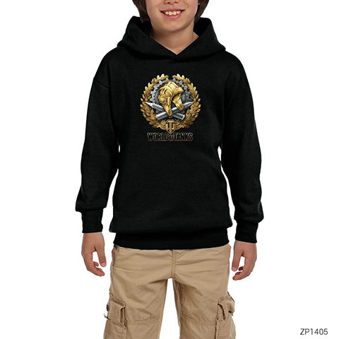 World of Tanks War Genius Siyah Çocuk Kapşonlu Sweatshirt