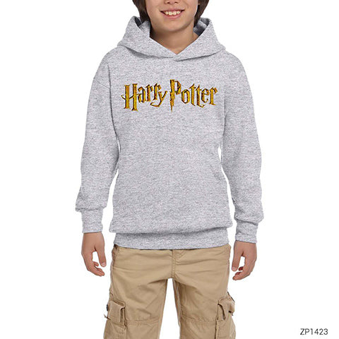 Harry Potter Logo Gri Çocuk Kapşonlu Sweatshirt