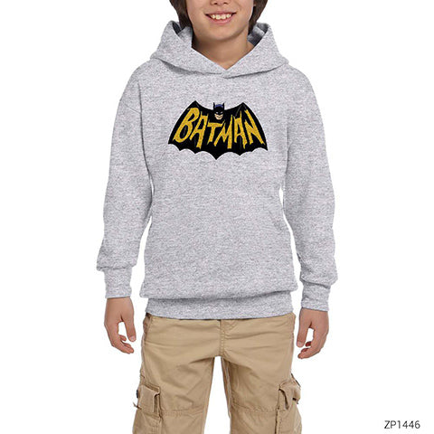 Batman Comic Gri Çocuk Kapşonlu Sweatshirt