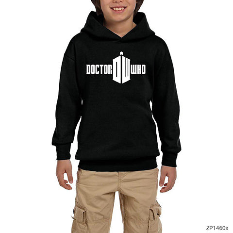 Doctor Who Logo Siyah Çocuk Kapşonlu Sweatshirt